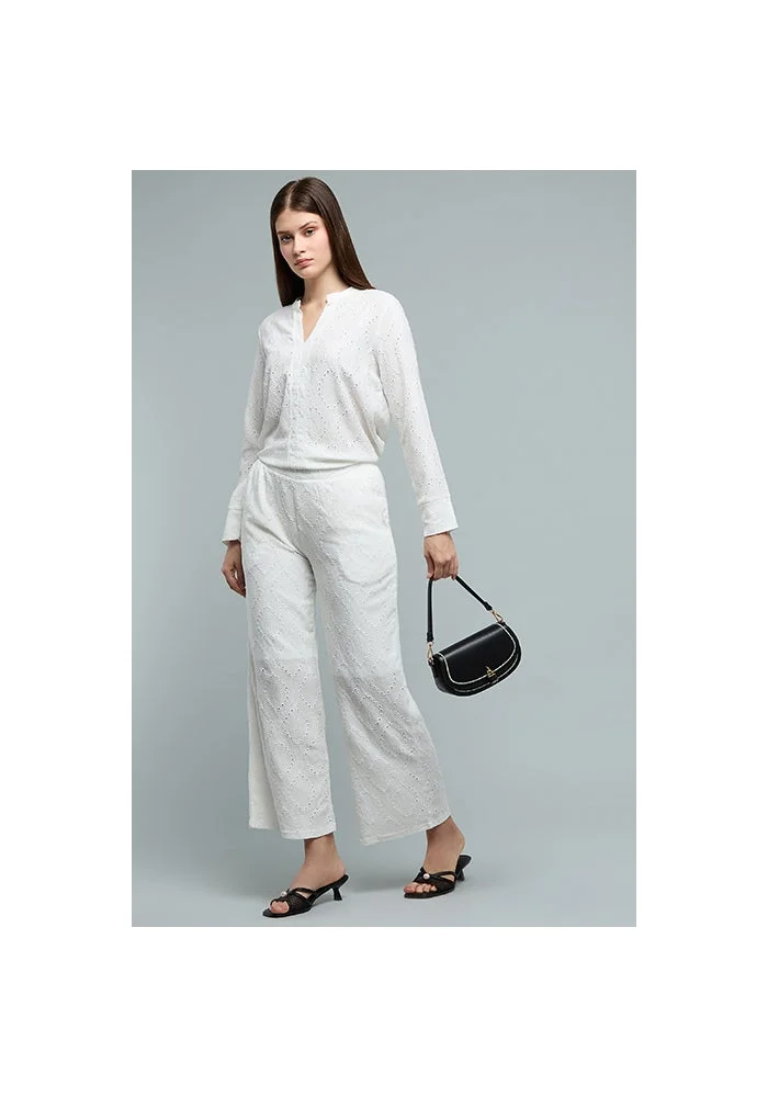 أر أند بي Schiffli Wide Leg Pants with Elastic Waist