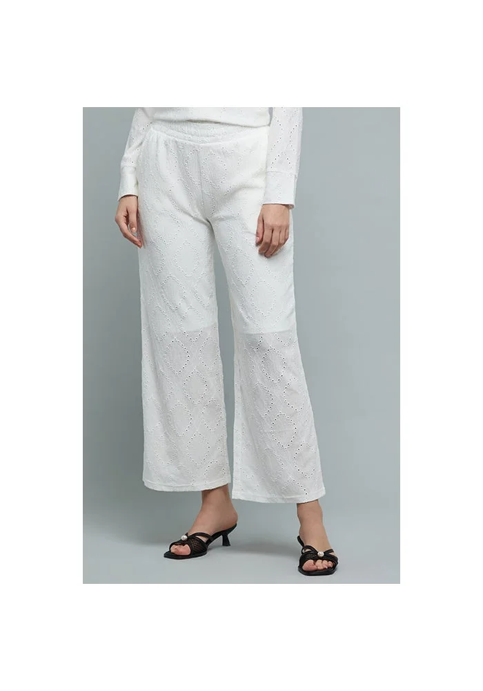 أر أند بي Schiffli Wide Leg Pants with Elastic Waist