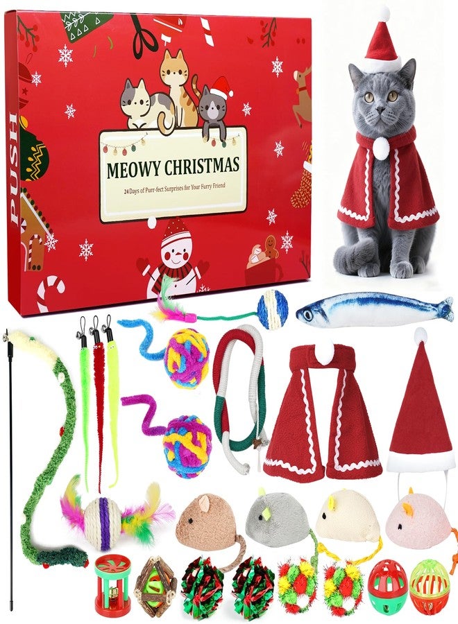 ANOTION Cat Advent Calendar 2025 – 24-Day Christmas Pet Xmas Cat Toys Countdown, Set for Indoor Cats & Kittens, Present for Cat Lovers, Women & Men - Image 1
