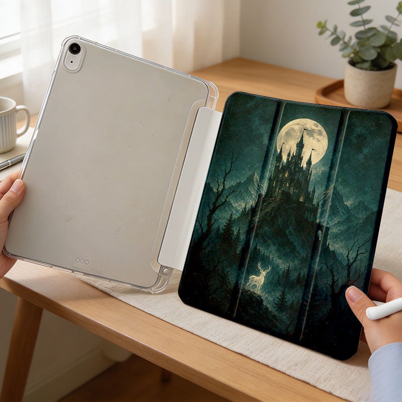Tablet Case for iPad, Moonlit Gothic Castle Deer, iPad Case for Mini Air Pro 4 5 6 7 8 9 10 11 12, Suitable for 7.9 8.3 9.7 10.2 10.5 10.9 11 12.9 13 inch Clear Shockproof Protective with Stand - Image 3