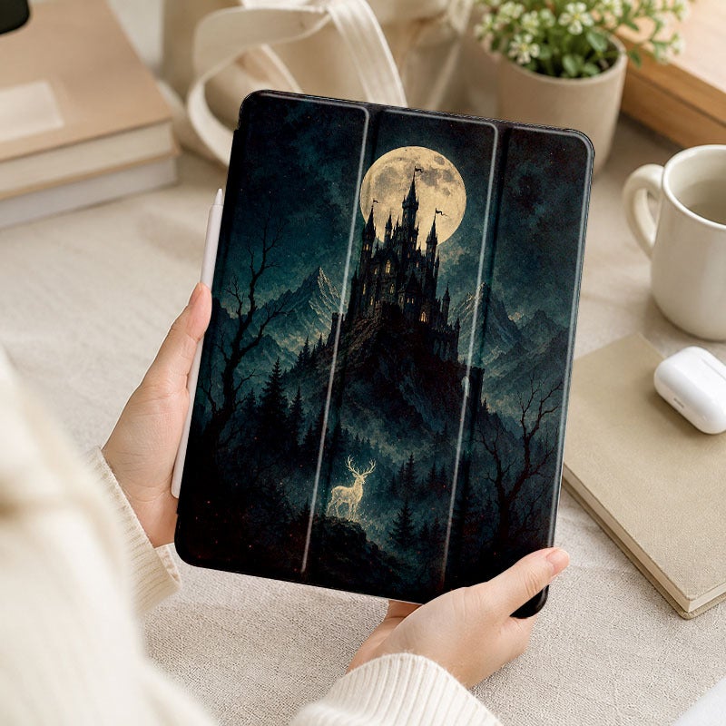 Tablet Case for iPad, Moonlit Gothic Castle Deer, iPad Case for Mini Air Pro 4 5 6 7 8 9 10 11 12, Suitable for 7.9 8.3 9.7 10.2 10.5 10.9 11 12.9 13 inch Clear Shockproof Protective with Stand - Image 5