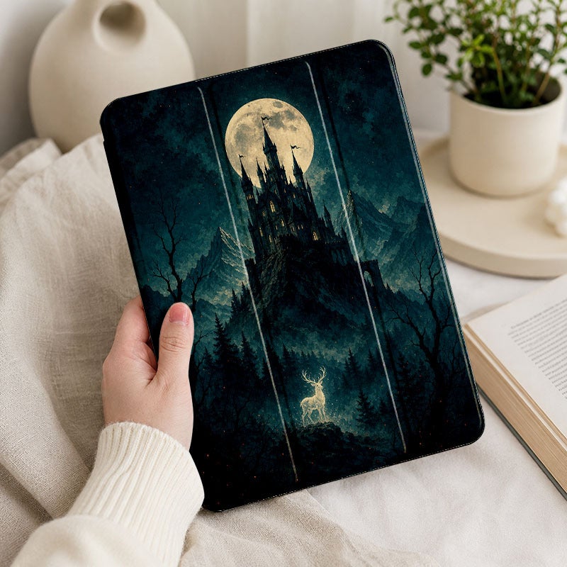 Tablet Case for iPad, Moonlit Gothic Castle Deer, iPad Case for Mini Air Pro 4 5 6 7 8 9 10 11 12, Suitable for 7.9 8.3 9.7 10.2 10.5 10.9 11 12.9 13 inch Clear Shockproof Protective with Stand - Image 4