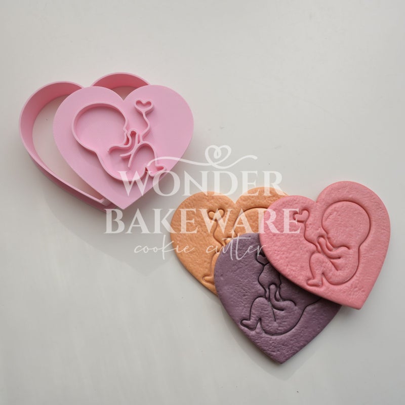 Baby Shower Cookie Cutter Stamp Embosser Plastic Fondant Sugar Craft Biscuit Mold 3D Press Cutting Die For Cake Decorating Pregnant Gift Cake Decoration Tool - Image 5