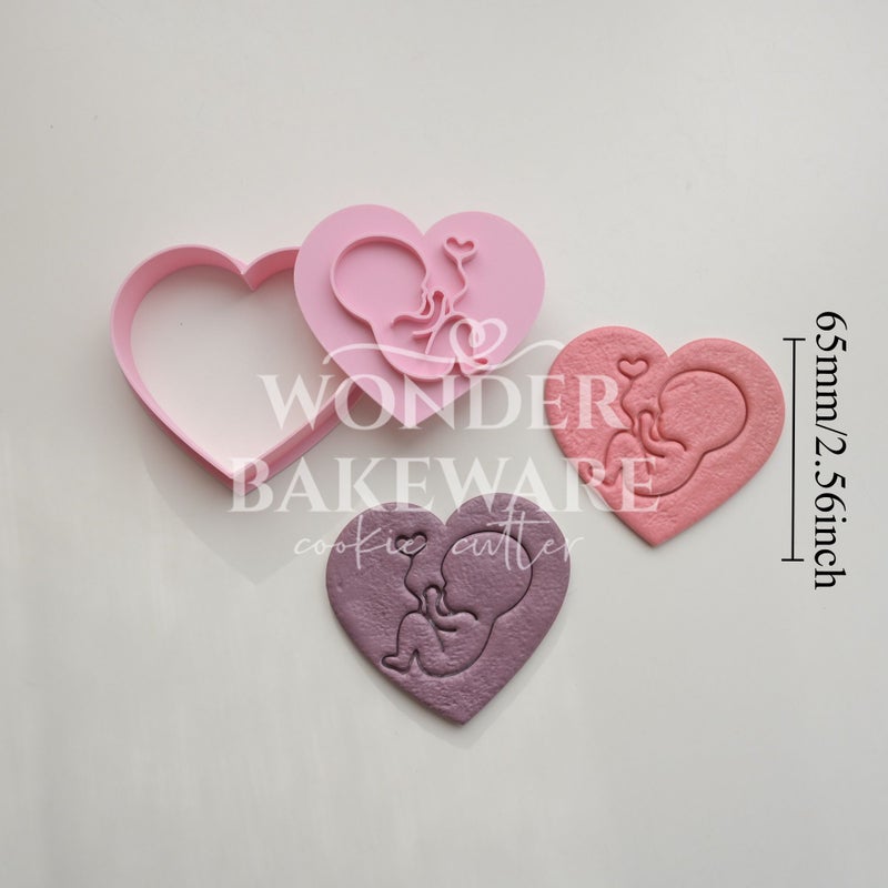 Baby Shower Cookie Cutter Stamp Embosser Plastic Fondant Sugar Craft Biscuit Mold 3D Press Cutting Die For Cake Decorating Pregnant Gift Cake Decoration Tool - Image 3