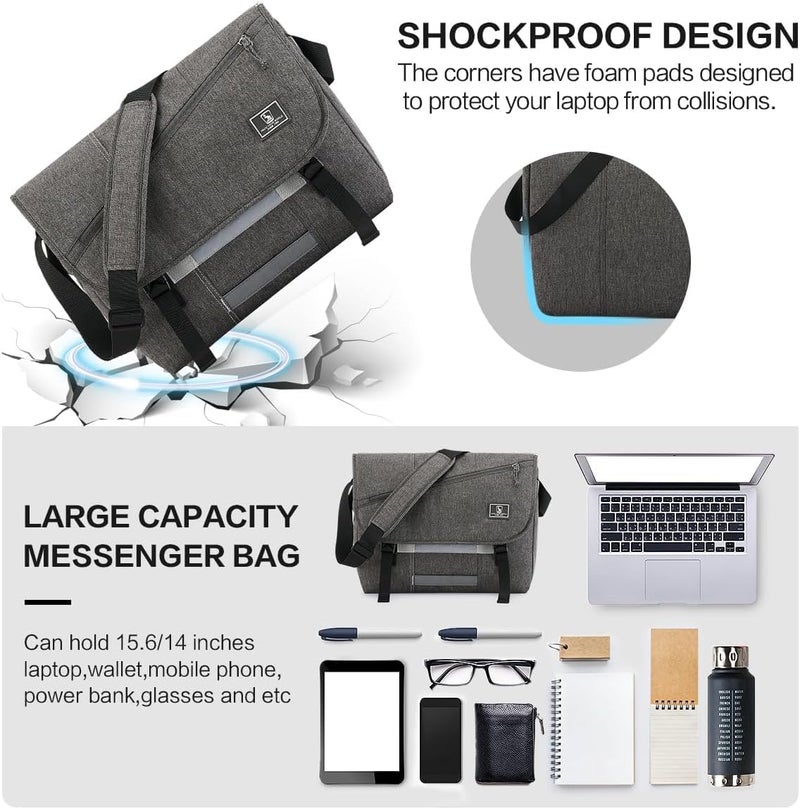OIWAS Shoulder Bags Men's Large Messenger Bag for 14 15.6 Inch Laptop Men Messenger Bag Women's Work Bag Laptop Bag Briefcase Business Office Uni Travel Everyday - Image 5