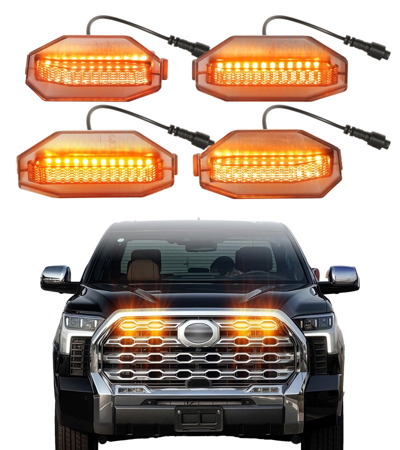 NEOXIST Direct-Snap LED Grill Lights for Toyota Tundra 2022-2025 2026 Accessories Front Grille Head Light, Only Fits Platinum & 1794 Edition (Amber) - Image 1