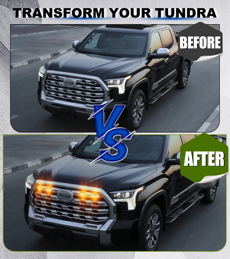 NEOXIST Direct-Snap LED Grill Lights for Toyota Tundra 2022-2025 2026 Accessories Front Grille Head Light, Only Fits Platinum & 1794 Edition (Amber) - Image 3