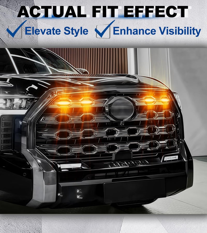 NEOXIST Direct-Snap LED Grill Lights for Toyota Tundra 2022-2025 2026 Accessories Front Grille Head Light, Only Fits Platinum & 1794 Edition (Amber) - Image 4