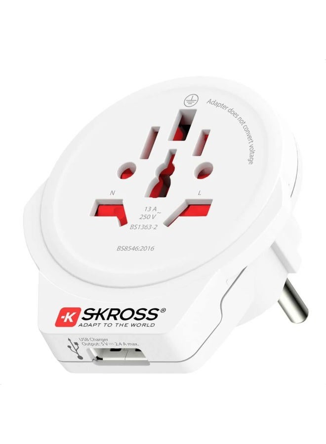 Skross 1500266 World to Europe USB Single adapters with USB - Image 1