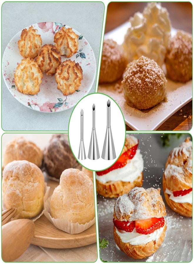 Wanmu Cream Filling Piping Tip, 3PCS Long Puff Nozzle Tips with 50 Disposable Pastry Piping Bags & Injector Tip Cleaning Brush for Donuts, Cupcakes, Cream Puffs - Image 4