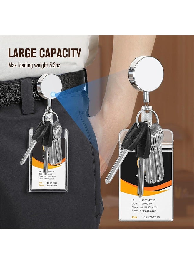 Generic 5 Pack Retractable Badge Holder, ID Badge Holders with Heavy Duty Carabiner Reel Clip Key Ring, Waterproof Vertical Style Clear ID Card Holders  - Image 5