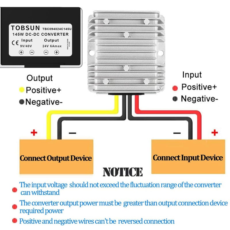 SUPERNIGHT 24V 145W DC-DC Converter Voltage Regulator, Step Down/Up 9V-40V to 24V 6A, Waterproof Module Power Supply for Golf Cart Accessories, Club Car - Image 5
