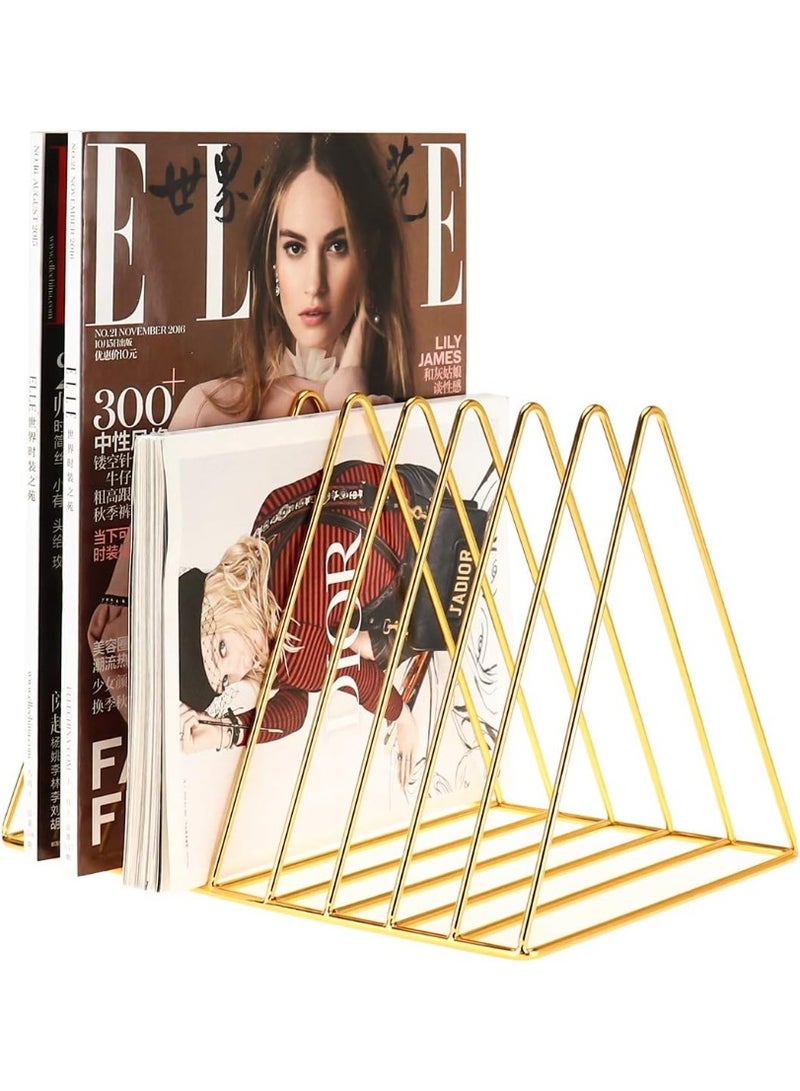 منظم ملفات  لرف الكتب والمجلات حامل كتاب حديدي 9 فتحات للكتب لعرض للمدرسة والمكتب والمنزل لون ذهبي عتيق معدن
