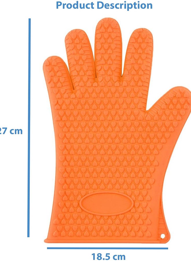 Home Pro Homepro Oven Gloves Heat Resistant Extra Long Oven Gloves Kitchen Gloves Non-Slip Mitts Pot Holders For Bbq Grilling Cooking Baking Silicone Oven Mitts 27x18.5 cm Orange  - Image 2