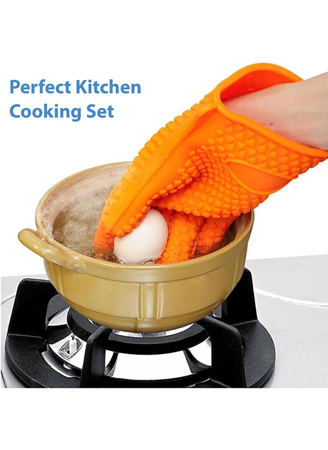 Home Pro Homepro Oven Gloves Heat Resistant Extra Long Oven Gloves Kitchen Gloves Non-Slip Mitts Pot Holders For Bbq Grilling Cooking Baking Silicone Oven Mitts 27x18.5 cm Orange  - Image 5