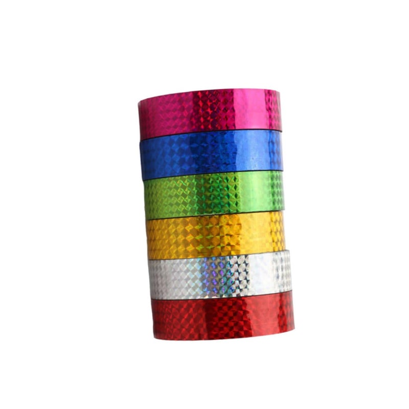 Angoily 6 Rolls Holographic Sticky Tape 3000cm Purple Scrapbooking Craft Decor - Image 1