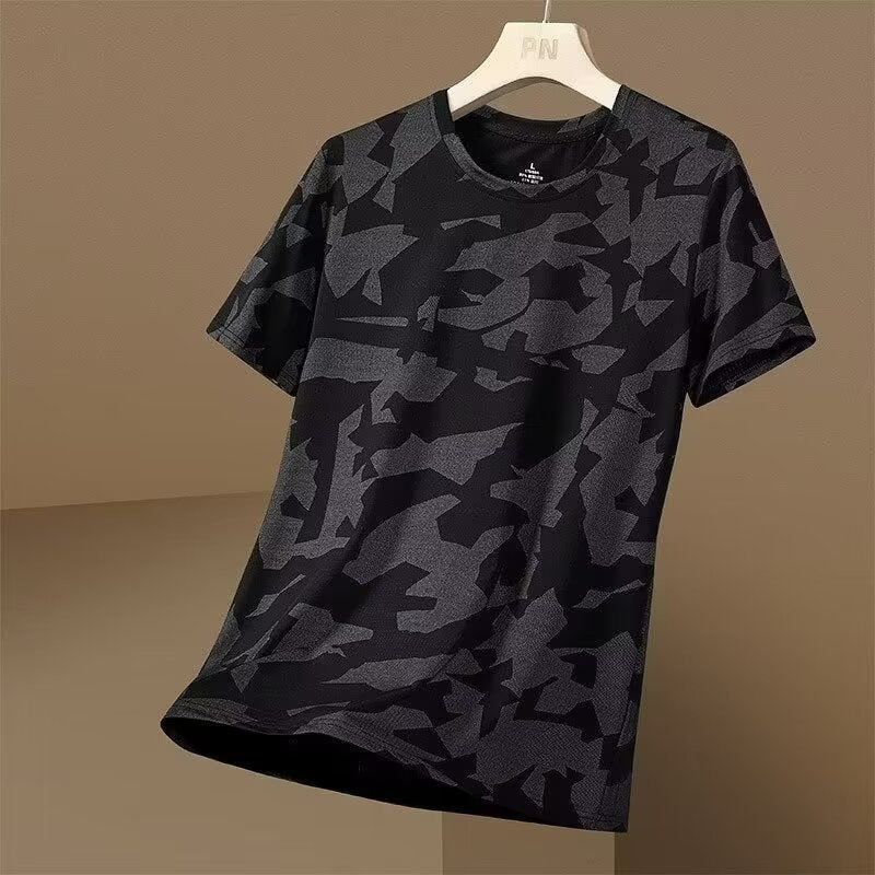 Short-Sleeved T-Shirt Men'S Summer Thin Camouflage All-Match Ice Quick-Drying Plus Size Men'S Crewneck T-Shirt Top Base Shirt - Image 4