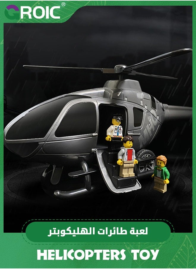 GROIC Helicopter Toy Set, Helicopter Toy with Pilot and Door Can Be Opened,Vehicles Toys for Kids,Simulated Helicopter Model with Spinning Propellers  - Image 4