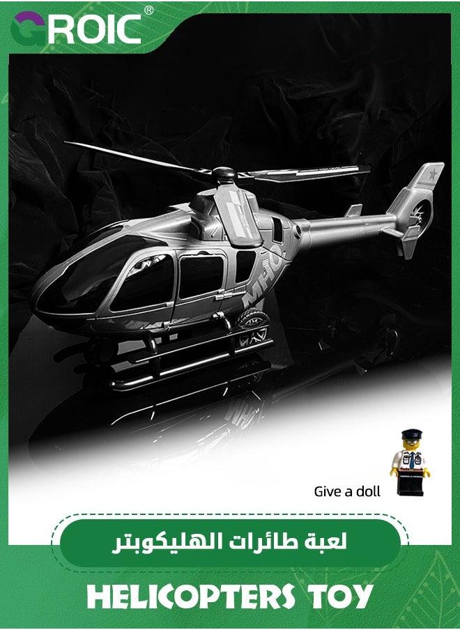 GROIC Helicopter Toy Set, Helicopter Toy with Pilot and Door Can Be Opened,Vehicles Toys for Kids,Simulated Helicopter Model with Spinning Propellers  - Image 2