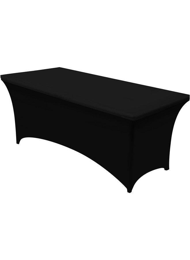 Utopia Kitchen مفرش طاولة يوتوبيا كيتشن 8 قدم [عبوة واحدة، أسود] 200 جرام لكل متر مربع قابل للتمدد، مناسب، قابل للغسل ومقاوم للتجاعيد غطاء طاولة مستطيل للمعارض التجارية، حفلات الزفاف، الحفلات [96 × 30 × 30 بوصة] - Image 1
