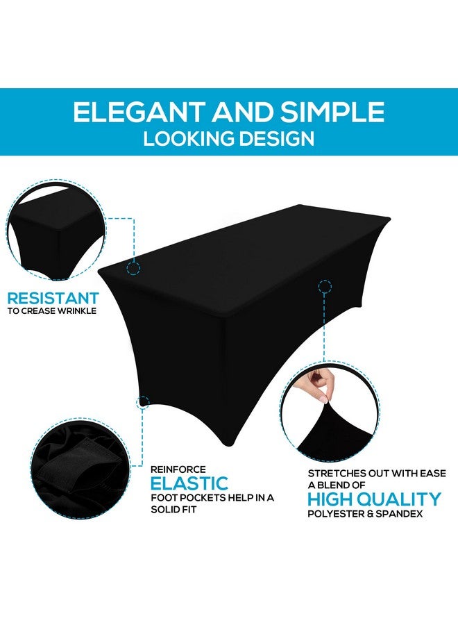 Utopia Kitchen مفرش طاولة يوتوبيا كيتشن 8 قدم [عبوة واحدة، أسود] 200 جرام لكل متر مربع قابل للتمدد، مناسب، قابل للغسل ومقاوم للتجاعيد غطاء طاولة مستطيل للمعارض التجارية، حفلات الزفاف، الحفلات [96 × 30 × 30 بوصة] - Image 2