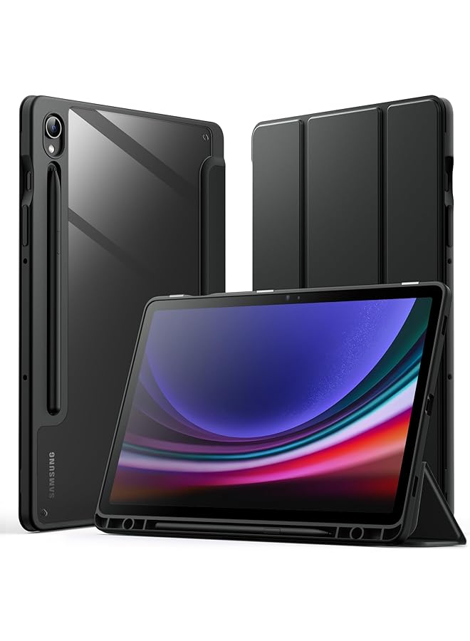 جي تيك حافظة لهاتف سامسونج جالاكسي تاب S9 مقاس 11 بوصة مع حامل قلم S، غطاء خلفي شفاف مضاد للصدمات، حامل ثلاثي الطي، غطاء تابلت، نوم تلقائي، جرافيت أسود - Image 1