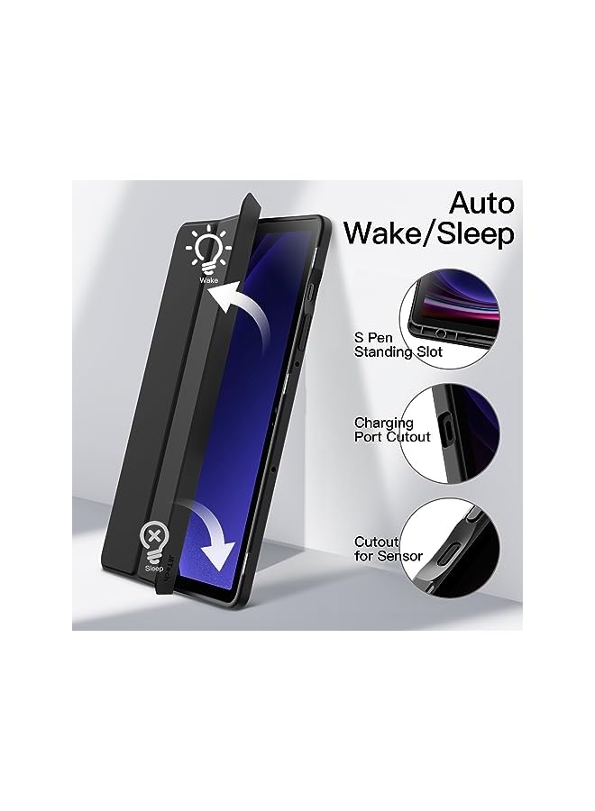 جي تيك حافظة لهاتف سامسونج جالاكسي تاب S9 مقاس 11 بوصة مع حامل قلم S، غطاء خلفي شفاف مضاد للصدمات، حامل ثلاثي الطي، غطاء تابلت، نوم تلقائي، جرافيت أسود - Image 5