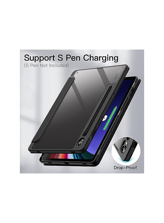 جي تيك حافظة لهاتف سامسونج جالاكسي تاب S9 مقاس 11 بوصة مع حامل قلم S، غطاء خلفي شفاف مضاد للصدمات، حامل ثلاثي الطي، غطاء تابلت، نوم تلقائي، جرافيت أسود - Image 4