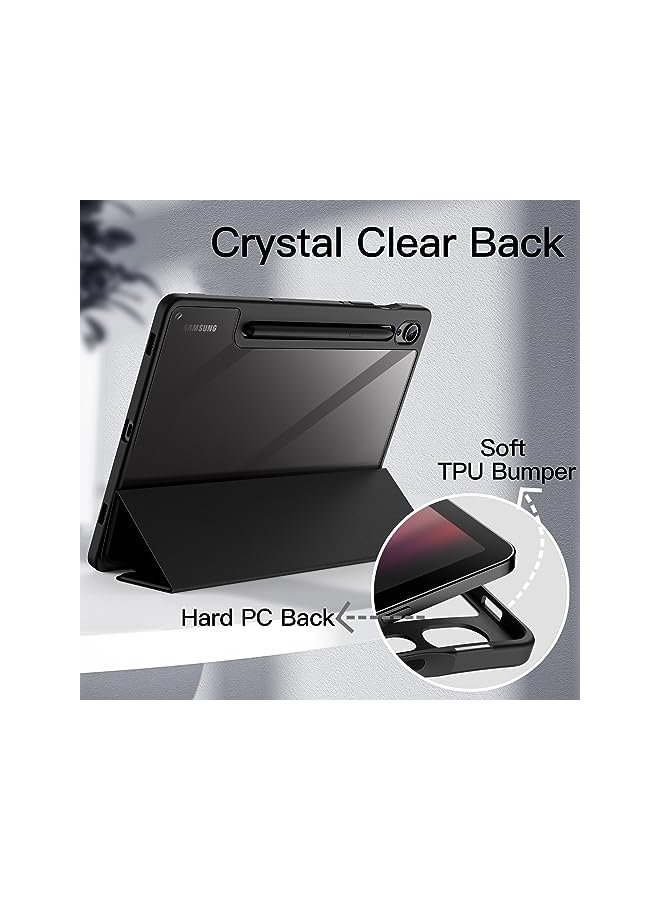 جي تيك حافظة لهاتف سامسونج جالاكسي تاب S9 مقاس 11 بوصة مع حامل قلم S، غطاء خلفي شفاف مضاد للصدمات، حامل ثلاثي الطي، غطاء تابلت، نوم تلقائي، جرافيت أسود - Image 3