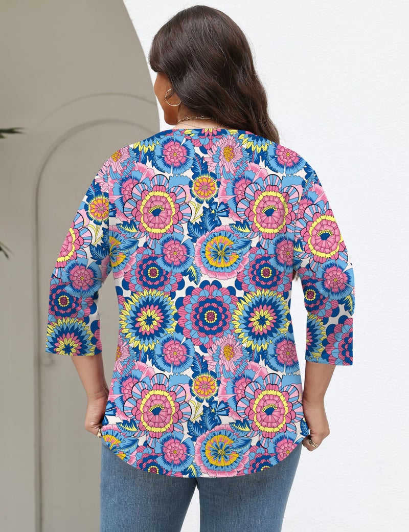 TFSDOD Womens Plus Size Womens Shirts Trendy Spring Outfits for Women 2026 Crewneck Casual Pleated Tunics Summer Tops - Image 5