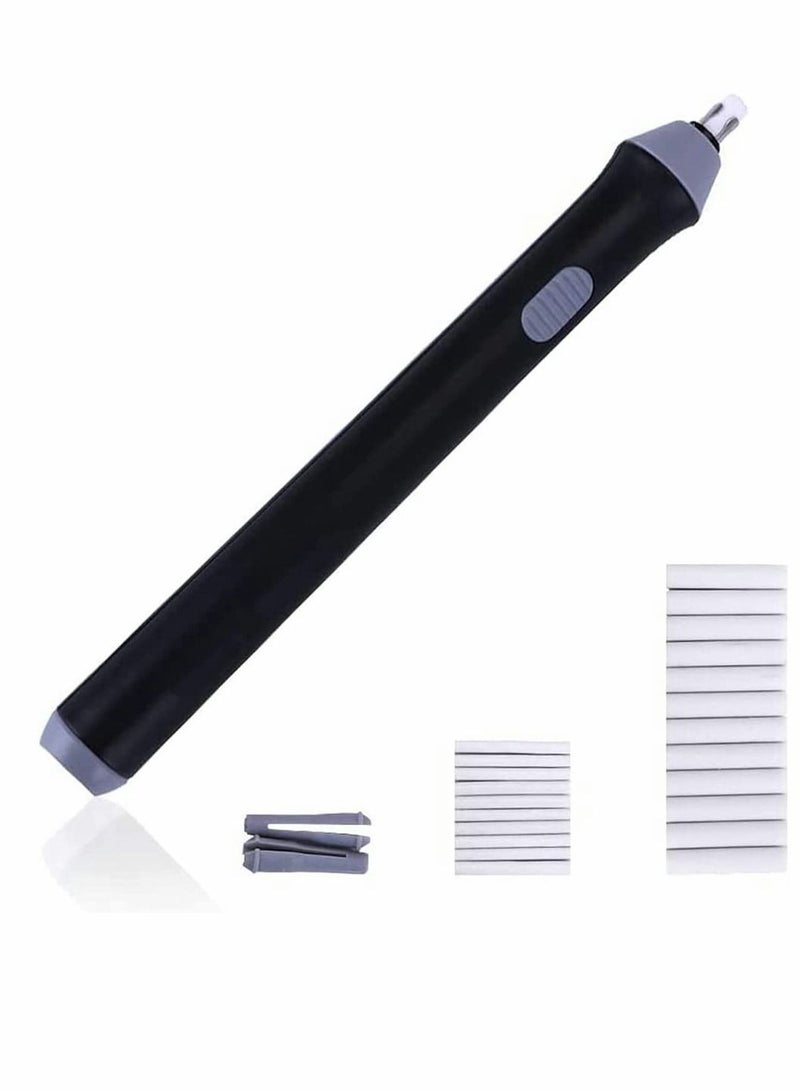 Captaintech Electric Eraser Kit with 23 Eraser Refills, Battery Operated Automatic Portable Rubber Pencil Eraser, Auto Erasers for Drawing, Painting Sketching Drafting Architectural Arts Crafts (Black) - Image 1