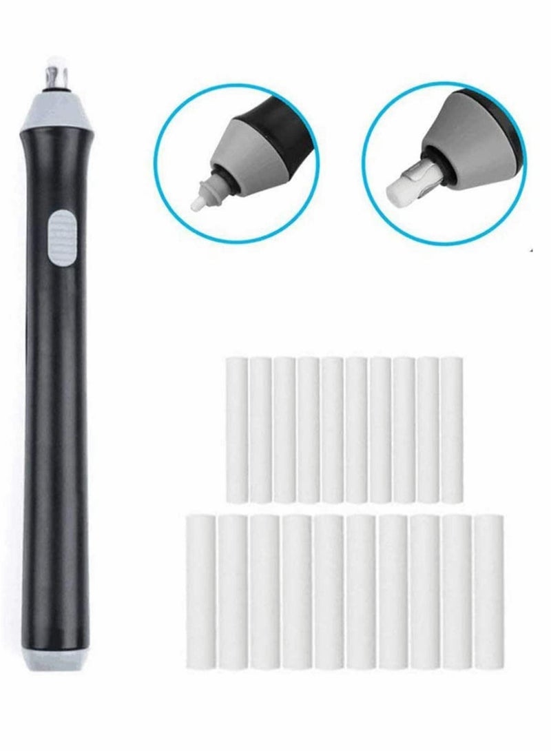 Captaintech Electric Eraser Kit with 23 Eraser Refills, Battery Operated Automatic Portable Rubber Pencil Eraser, Auto Erasers for Drawing, Painting Sketching Drafting Architectural Arts Crafts (Black) - Image 2