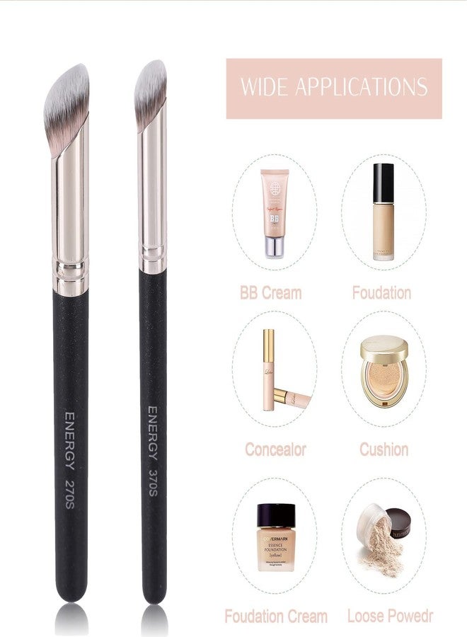 ENERGY Foundation Brushes Set - Angled Brush & Mini Concealer Brush Premium Synthetic Eye Makeup Bushes for Blending Liquid Foundation Cream Powder Cosmetics 270S/370S - Image 4