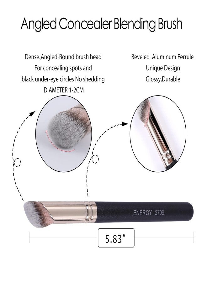 ENERGY Foundation Brushes Set - Angled Brush & Mini Concealer Brush Premium Synthetic Eye Makeup Bushes for Blending Liquid Foundation Cream Powder Cosmetics 270S/370S - Image 3