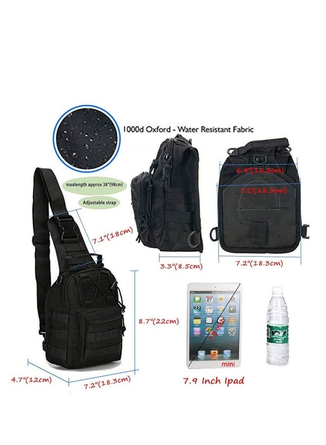 Tactical Shoulder Sling Bag, Small Outdoor Chest Pack, Military Molle Multifunctional Shoulder Messenger Crossbody for Men Traveling, Hiking, Camping (Black)  - Image 4