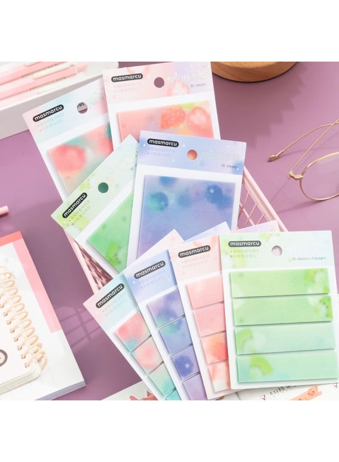 Masmarcu M&g Flashing Sticky Notes, Small Strips, Fluorescent Labels, Memo Pads, Index Tabs, Transparent Sticky Notes, Student Bookmarks, Bubble Fruit Design, 1 Book Randomly Selected, Ys0307 - Image 1