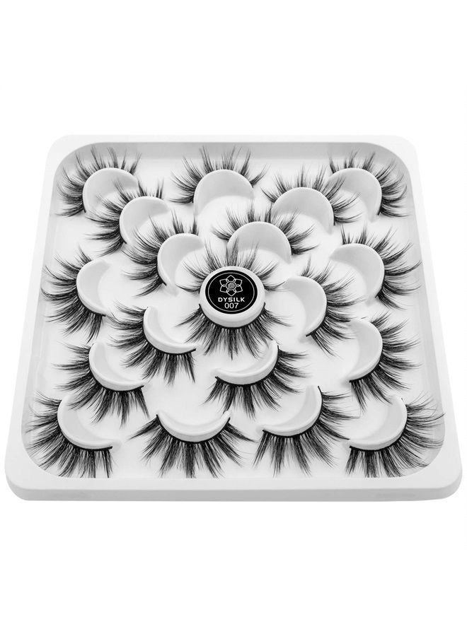 DYSILK Fake Eyelashes -10 Pairs 6D Faux Lashes Pack - Lashes Natural Look Reusable Mink False Eyelashes Wispy Fluffy Cat Eye Lashes |07-15.7mm - Image 2
