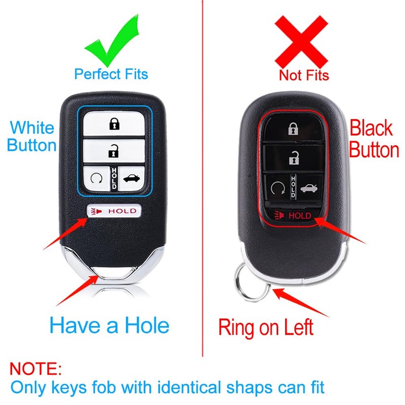 Cacacar Key Fob Cover 2016-2022 for Honda with Keychain, Premium Soft TPU Full Protection Key Fob Case for Honda Accord Civic CRV Pilot Passport Smart Remote Key Protector (Size C-Ivory) - Image 3