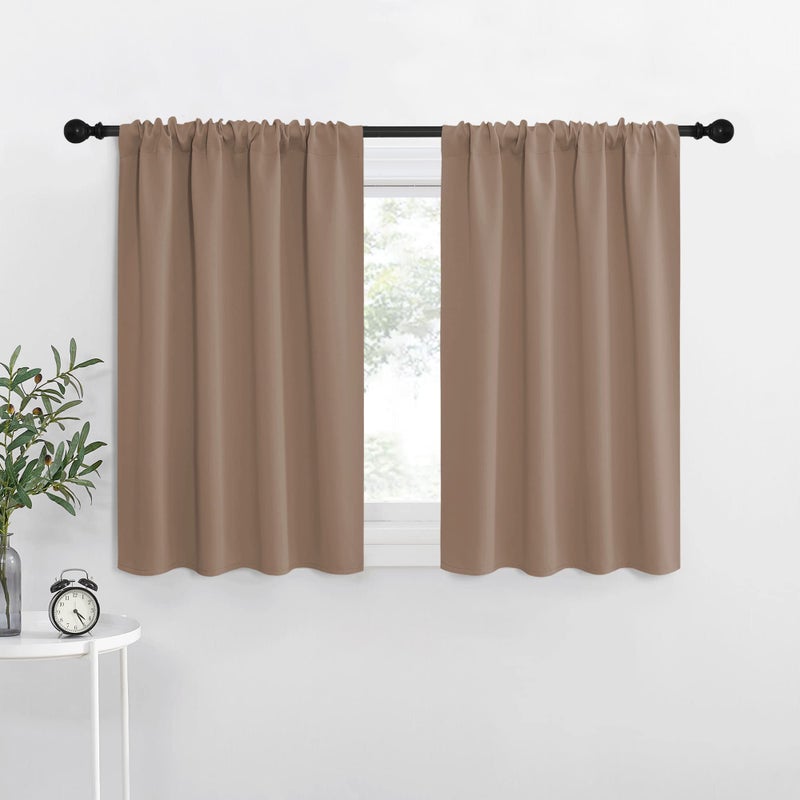 NICETOWN RV Blackout Curtains for Camper Windows Window Treatment Thermal Insulated Rod Pocket Small DraperiesDrapes for BedroomKitchen Cappuccino Set of 2 42 inches Wide by 36 inches Long
