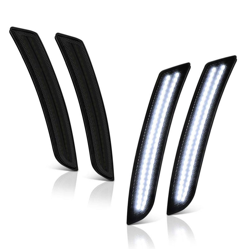 VIPMOTOZ Full White LED Front + Rear Smoke Lens Side Marker Light For 2016-2022 Chevy Camaro, Driver & Passenger Side, 4-Pieces