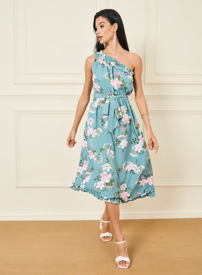 Styli Floral One-Shoulder Dress  - Image 1