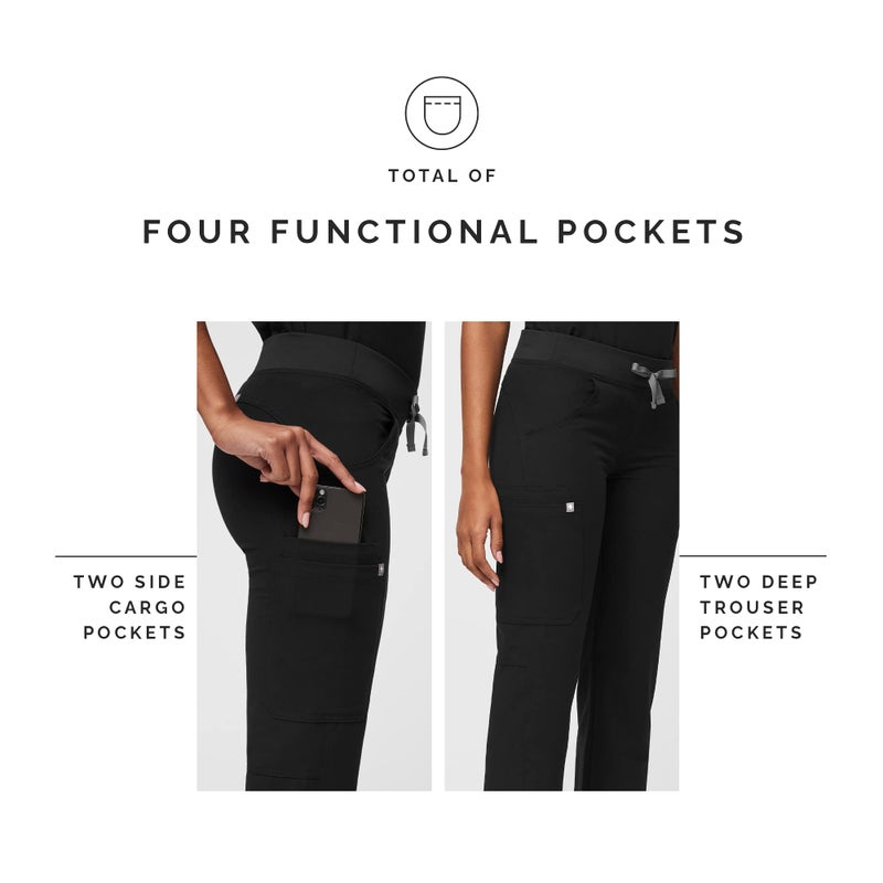 FIGS Kade Cargo Scrub Pants for Women - Black 2.0, L - Image 5