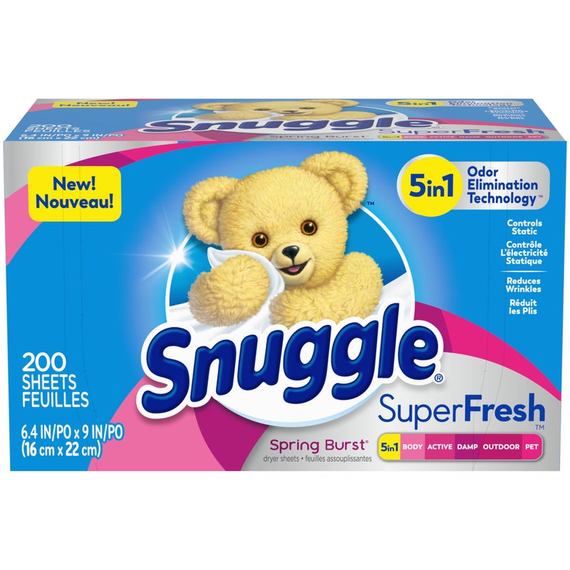 Snuggle Plus Superfresh Dryer Sheets With Static Control And Odor Eliminating Technology  Spring Burst  200 Count - Image 1