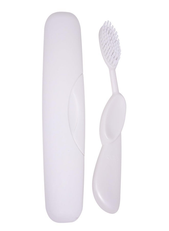 RADIUS Toothbrush Original Big Brush, BPA Free ADA Accepted - Left Hand - White Brush with White Case - Image 1
