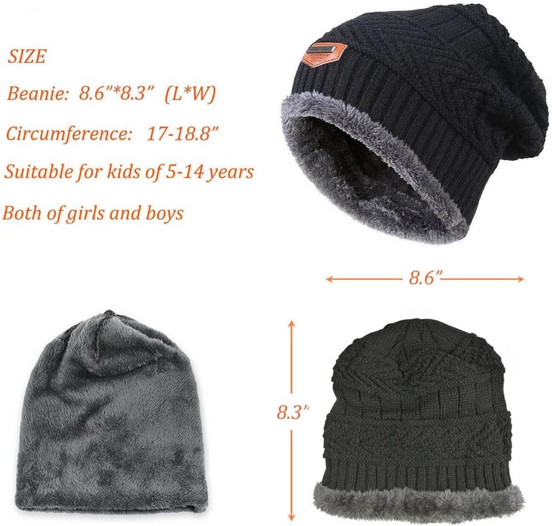 HINDAWI Winter Beanie Hat for Boys Girls (5-14 Years) Slouchy Beanie Windproof Warm Knit Kids Skull Cap - Image 5