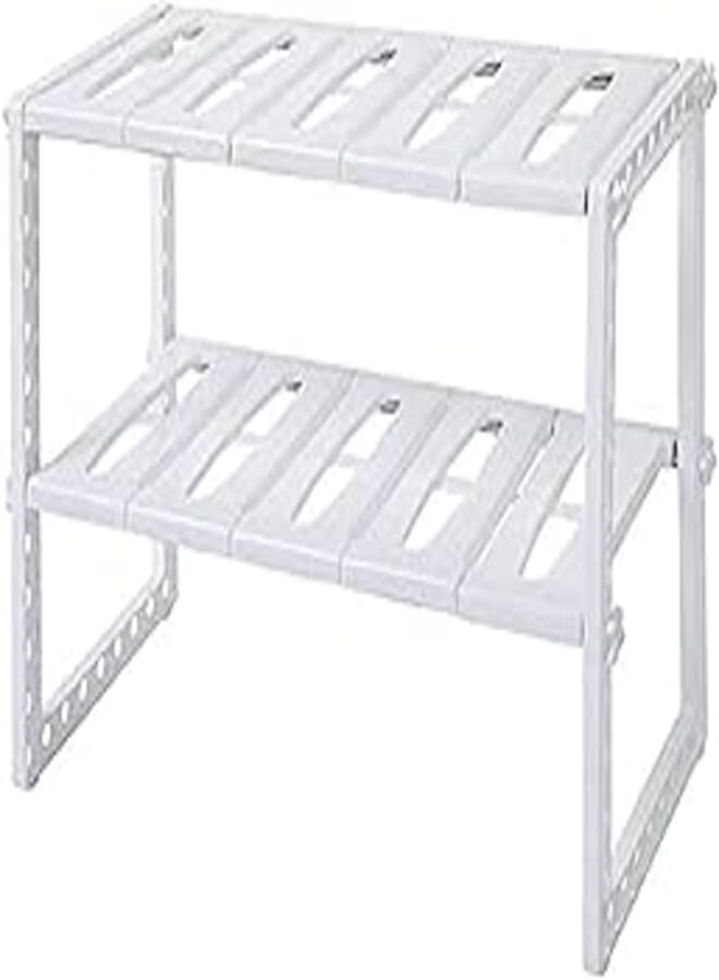 AIWANTO Aiwanto 2 Tiers Pool Space Arrangement Frame Adjustable Family Kitchen Rack 