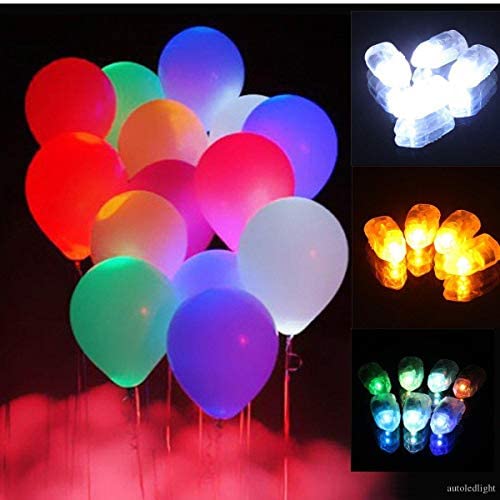 Sage Square 12 Inches Big Size LED Balloon for Decoration on Birthday Parties, Anniversaries, Wedding Decorations, Festival, Christmas, New Year Function (Random Color) (Pack of 5 Balloons)… - Image 1