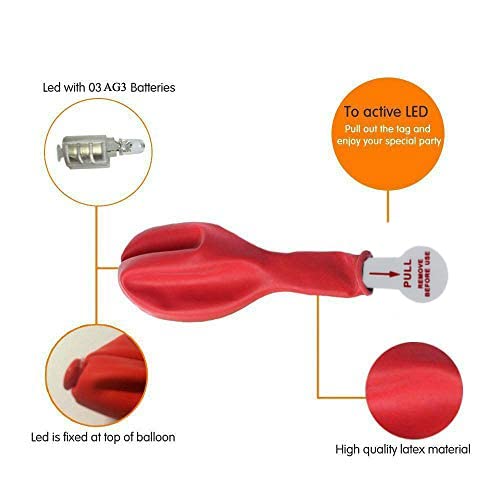 Sage Square 12 Inches Big Size LED Balloon for Decoration on Birthday Parties, Anniversaries, Wedding Decorations, Festival, Christmas, New Year Function (Random Color) (Pack of 5 Balloons)… - Image 4