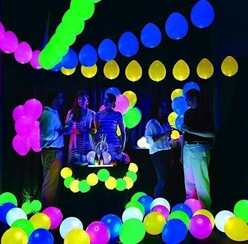 Sage Square 12 Inches Big Size LED Balloon for Decoration on Birthday Parties, Anniversaries, Wedding Decorations, Festival, Christmas, New Year Function (Random Color) (Pack of 5 Balloons)… - Image 2
