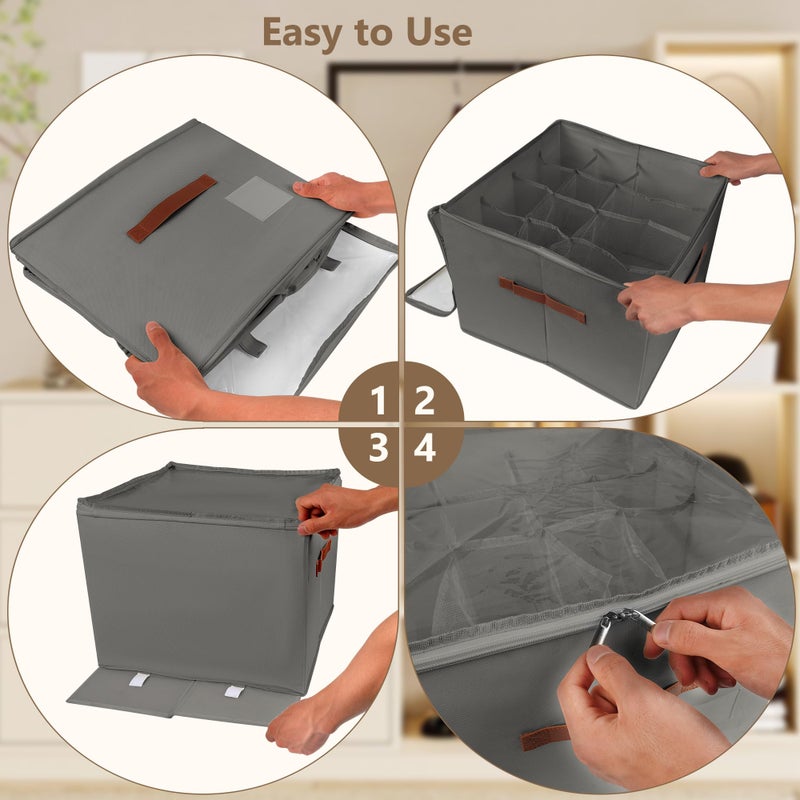 Vincona Shoe Organizer for Closet,2 Pack Shoe Storage Bins Foldable Shoe Storage Box Containers with Clear Cover and Sturdy Handles,Shoe Rack for Closet Storage for Sneakers Heels Slippers (Grey) - Image 5